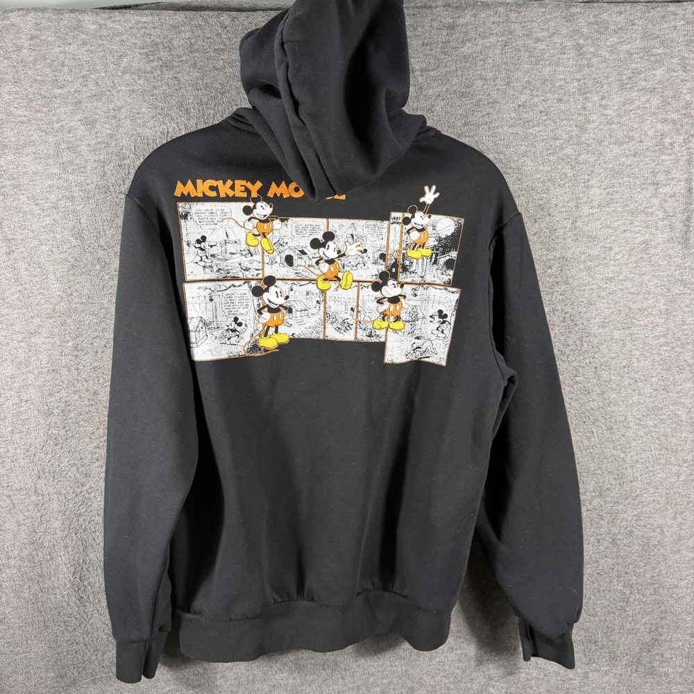 Disney Mickey Mouse Hoodie Black Orange Comic Strip Graphic Pullover M Halloween